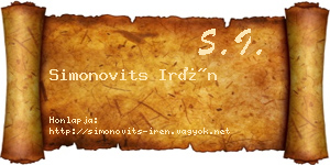 Simonovits Irén névjegykártya